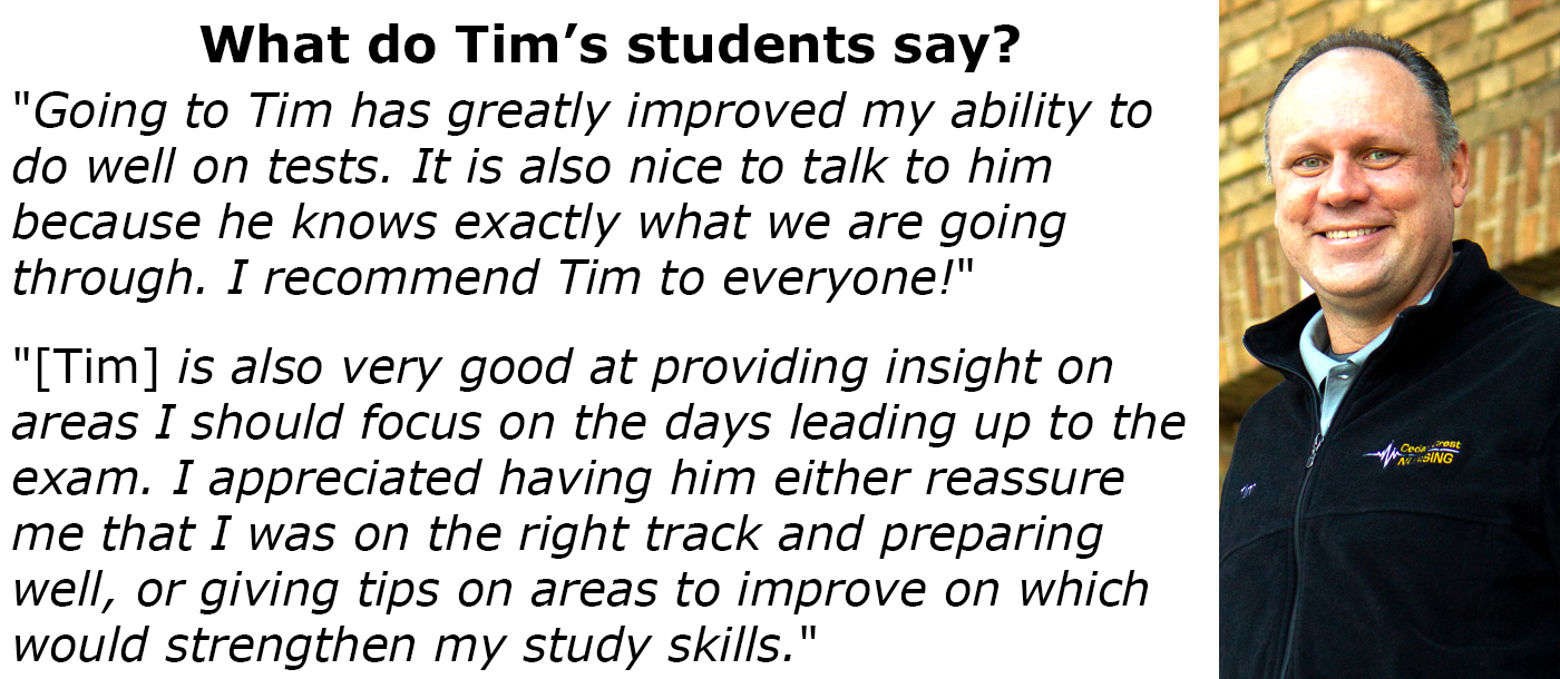 Tim with two testimonials from students who use his services.